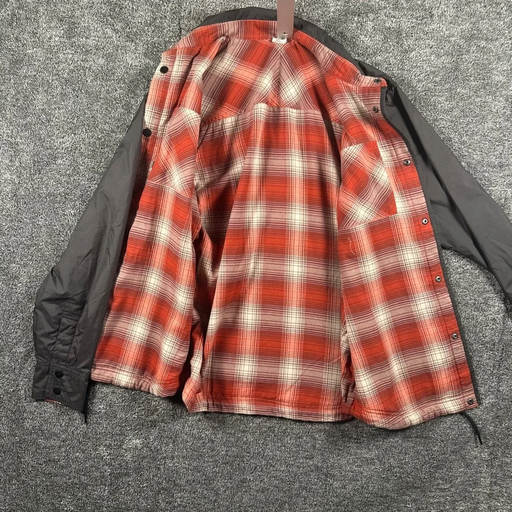 The North Face Jacket Mens S Reversible Quilted Plaid Flannel Black Red Puffer